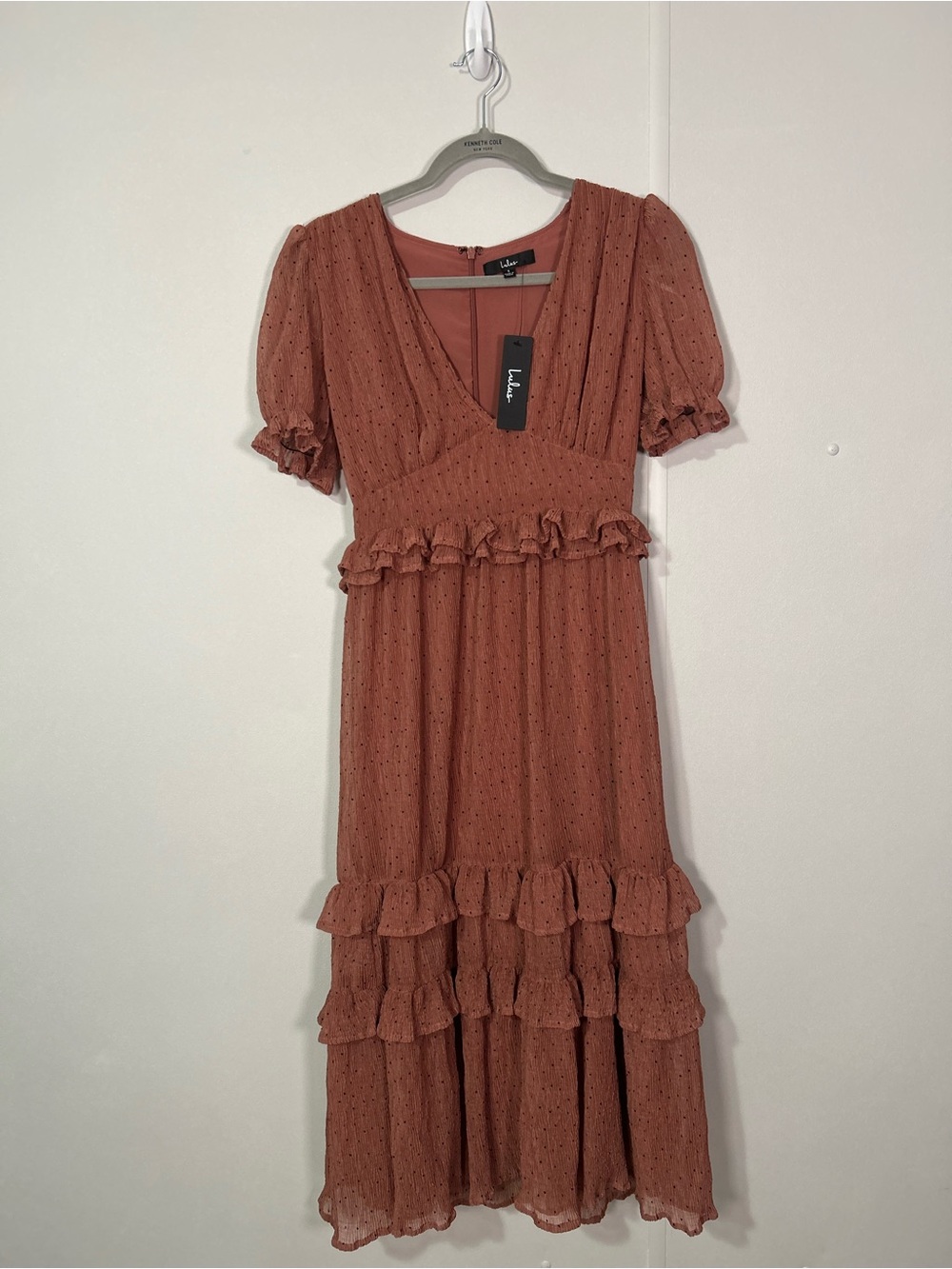 Lulu's Rust Tiered Ruffle Maxi Dress - Picture 3 of 4